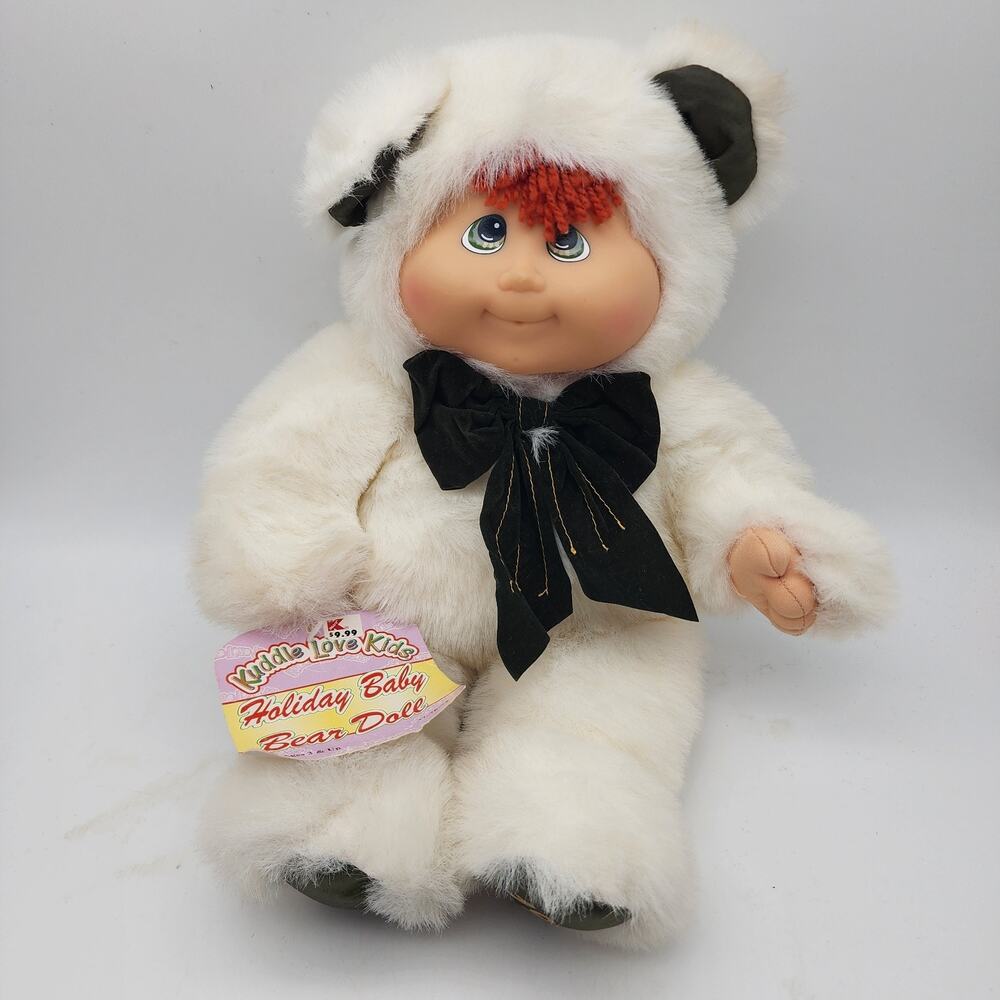 Kuddle Love Kids Holiday Baby Bear Doll Stuffed Toy 15" Plastic Face Vtg 1998